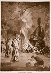 Składanie ofiar z ludzi przez druidów, ilustracja z "Hutchison