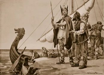 Ruryk wyrusza do kraju Słowian, 862 r. (litografia)
