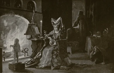 Księżna Gloucester praktykuje czary, ilustracja z "Hutchinson