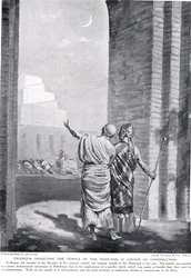 Ur-Engur dokonujący inspekcji Świątyni Boga Księżyca w trakcie budowy, ilustracja z "Historii narodów" Hutchinsona (litografia)