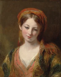 Portret młodej dziewczyny, prawdopodobnie Henrietta Carpenter, popiersie, w stroju orientalnym, 1839