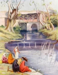 Kawiarnia na Baradzie, Damaszek (kolorowa litografia)