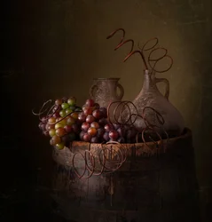 Rustykalna martwa natura z winem