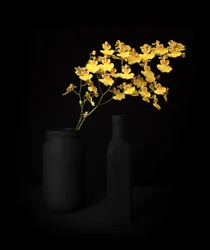 Martwa natura z żółtą orchideą