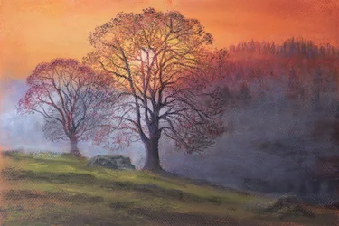 Słońce przez wczesną mgłę, 2020 (pastel)