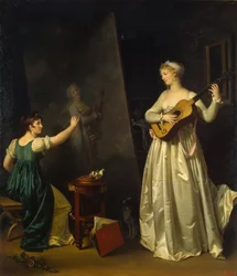 Artysta malujący portret muzyka, lata 1790.