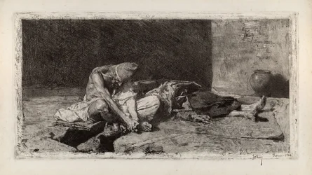 Arab czuwający nad ciałem przyjaciela