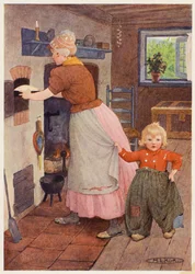 Ilustracja do opowieści o Rip Van Winkle (kolorowa litografia)