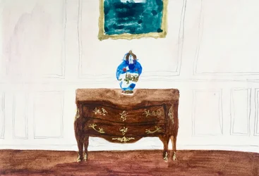 Wnętrze z chińską wazą, 2019 (akwarela i tempera na papierze)