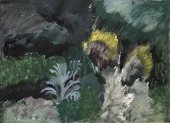 Krajobraz z krzewami. Aleja Marcela Prousta, 2019 (olej na papierze)