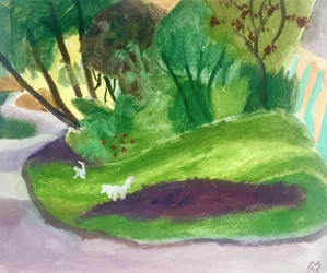 Paysage aves des Chiens Blancs, 2018 (akryl i akwarela na papierze)