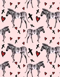 Zebra Love, różowy, 2020 (akwarela na papierze)