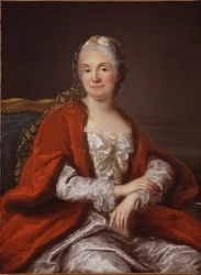 Marie Therese Rodet Geoffrin, salonre francaise – Portret Madame Geoffrin (1699-1777), autorstwa Loir, Marianne (1715-1769). Olej na płótnie, ok. 1760. Kolekcja prywatna