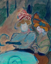 Dwie kobiety na tarasie kawiarni - Akwarela, gwasz na papierze Marianne Von Werefkin (1860-1938), ekspresjonizm - Dwie kobiety w kawiarni ulicznej - Marianne von Verefkin (1860-1938) Akwarela, gwasz na papierze - 24, 5x19 Prywatna kolekcja .5 cm