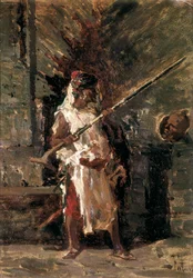 Askari (żołnierz kolonialnych sił zbrojnych Afryki Wschodniej). Obraz Mariano FORTUNY (1838-1874)