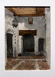 Wnętrze domu, w którym spędziliśmy pierwsze dni w Tetouan, około 1860 r. (akwarela na papierze)