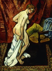 Stojący akt z ręcznikiem; stojący akt drapujący się, 1919