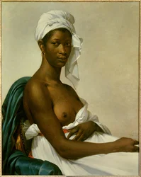 Portret czarnej kobiety z częściowo odsłoniętą piersią, 1800, wymiary: 0,81 x 0,65 m