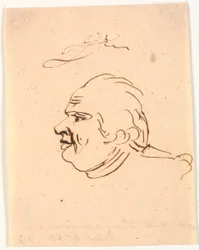 Portret męski. Profil po lewej. Karykatura