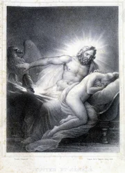 Jowisz i Semelee. Litografia wykonana przez Coupin de Couprie w 1826 roku.