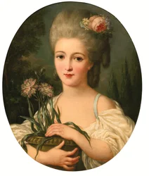 Portret dziewczyny trzymającej doniczkę z kwiatami