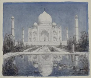 Taj Mahal przy świetle księżyca