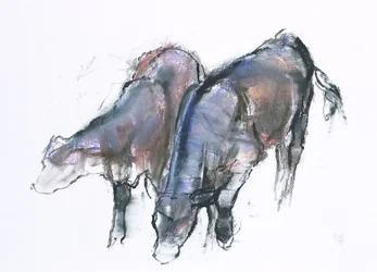 Cielęta, 2006 (węgiel i conte na papierze)