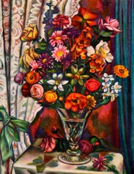 Martwa natura z kwiatami w srebrnym wazonie, 1930.