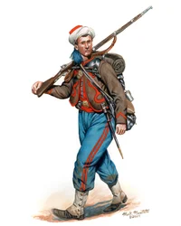 10th New York Infantry National Zouaves 3. mundur 1861, 2024 (akwarela i gwasz na brystolu)