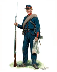 79. żołnierz milicji stanu Nowy Jork 1861, 2024 (akwarela i gwasz na brystolu)