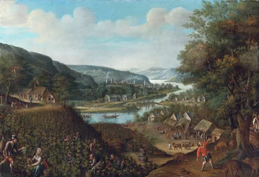 Jesień par Valckenborch, Marten van (1535-1612). Olej na płótnie, format : 88,3x129,5, , Kolekcja prywatna
