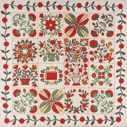 „Album Quilt”, Baltimore, Maryland, ok. 1861 (bawełna z jedwabiem i wełną)