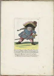 De Franse dwerg Don Luis Champ-merdant, ca. 1710 Don Luis Champ-merdant, brygadier małych mistrzów, wielki breteur Francji, na czele Gaskonów przeciwko niemieckim kłótnikom, rozbijając ich bataliony (tytuł na obiekcie) Il Callotto wskrzeszony