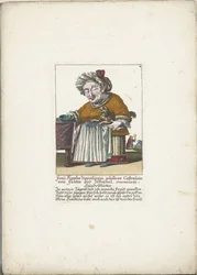De dwerg Frau Agatha Zipperlingin met hondje, ok. 1710 Pani Agatha Zipperlingin z domu Castaunin von Falten und Zeckerthal, słynna matka psa (tytuł na obiekcie) Il Callotto resurcitato lub nowo umeblowana mała szafka (tytuł serii)