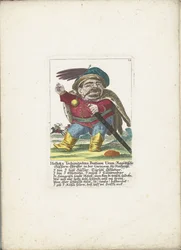 De dwerg Holloka Chimichko Buttiam uran as huzaar, ok. 1710 Holloka Tschimitschko Buttiam Uran, pułkownik Ragoßischer Hussarn w garnizonie Neuheussl (tytuł na obiekcie) Il Callotto resurcitato lub nowo umeblowana mała szafka (tytuł serii)