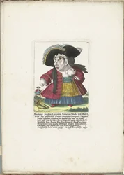 De dwerg Madame Sophia Luxuria, ok. 1710 Madame Sophia Luxuria, praczka ciała generała Staaba z przyciętej, bezpłatnej Granatir-Companie Capitana (tytuł na obiekcie) Il Callotto resurcitato lub nowo umeblowana mała szafka (tytuł serii)
