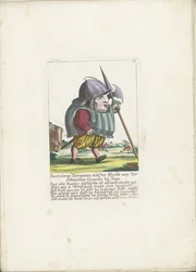 Dwerg Pantaleon Bürgman van de Zwitserse Garde te Rome, ok. 1710 Pantaleon Bürgman, na warcie z Gwardii Szwajcarskiej w Rzymie (tytuł na obiekcie) Il Callotto resurcitato lub nowo umeblowana mała szafka (tytuł serii)