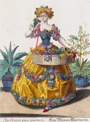 Ogrodnik, rycina z Assemblage des nouveau manouvries habilles autorstwa Martina Engelbrechta (1684-1756), Niemcy