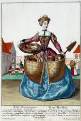 Metier: Piekarz. Grawer autorstwa Martina Engelbrechta (1684-1756), w „Nowym zespole habilles manewrów” XVIII w., Niemcy. Paryż, Sztuka Dekoracyjna