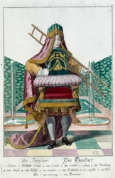 Metier: Tapicerka. Grawer autorstwa Martina Engelbrechta (1684-1756), w „Nowym zespole habilles manewrów” XVIII w., Niemcy. Paryż, Sztuka Dekoracyjna