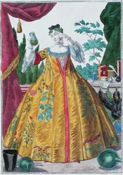 Żona doktora, ok.1735 (kolorowa grawerunek)