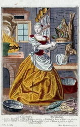 Kucharz. Grawer autorstwa Martina Engelbrechta (1684-1756), w „Nowym zespole habilles manewrów” XVIII w., Niemcy. Paryż, Sztuka Dekoracyjna