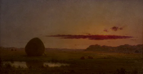 Zachód słońca, łąki w Newburyport