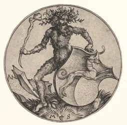 Tarcza z chartem trzymanym przez Wild Mana, ca. 1435-1491.