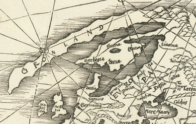 Mapa Morza Północnego z 1513 r. przedstawiająca Grenlandię połączoną ze Skandynawią