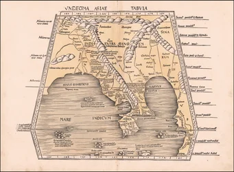 Mapa Azji Południowo-Wschodniej, Chin i Indii z 1513 r. autorstwa Martina Waldseemüllera
