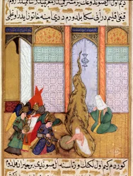 Narodziny proroka Mahometa Miniatura zaczerpnięta z „Siyer-i Nebi” (Siyer i Nebi) poematu opowiadającego o życiu proroka Mahometa napisany przez Mustafę, syna Jusufa d