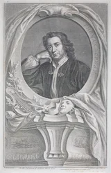 Portret Thomasa Otwaya (1652-85) ryty przez Jacobusa Houbrakena (1698-1780) (grafika)