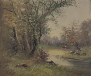Scena rzeczna (olej na płótnie)