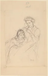 Margot opierając się o kolano Reine, c. 1902.